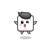 sugar cube character is jumping gesture vector