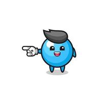 gum ball cartoon with pointing left gesture vector