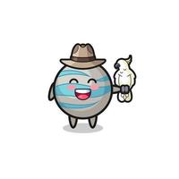 planet zookeeper mascot with a parrot vector