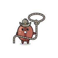 the coffee bean cowboy with lasso rope vector