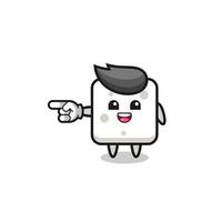 sugar cube cartoon with pointing left gesture vector