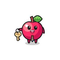 cute apple as a real estate agent mascot vector