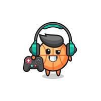 basketball gamer mascot holding a game controller vector