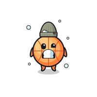 cute cartoon basketball with shivering expression vector