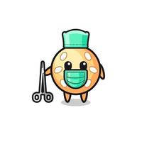 surgeon sesame ball mascot character vector