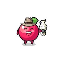 apple zookeeper mascot with a parrot vector