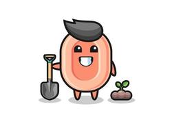 cute soap cartoon is planting a tree seed vector