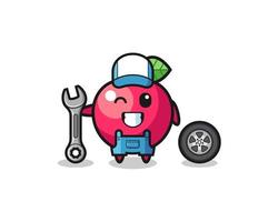the apple character as a mechanic mascot vector
