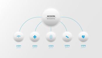 Medical  infographic thin line process with square template design with icons and 5 options or steps. Vector illustration.