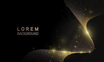 Abstract black background with line wave golden light shine , luxury modern concept. vector illustration for design.