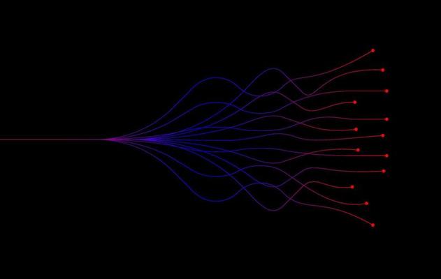 Vector wave lines flowing dynamic colorful blue pink isolated on white