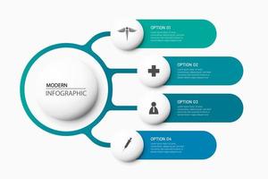 gráfico de proceso de visualización de información médica elemento abstracto del diagrama con paso, opción, sección o proceso plantilla de negocio de vector para presentación concepto creativo para infografía