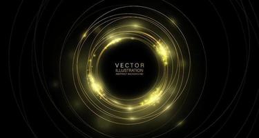 Abstract background golden rings with glow effect.vector illustartion vector