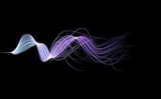 Vector wave lines flowing dynamic in colors isolated on black background for concept of AI technology, digital, communication, science, music