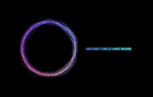 Abstract circle lines round ring frame colorful rainbow light flowing isolated on black background with empty space for text. vector illustration