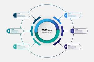 gráfico de proceso de visualización de información médica elemento abstracto del diagrama con paso, opción, sección o proceso plantilla de negocio de vector para presentación concepto creativo para infografía