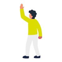 back view man waving hand vector