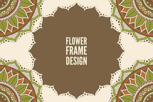diseño de marco de flores con mandala vector