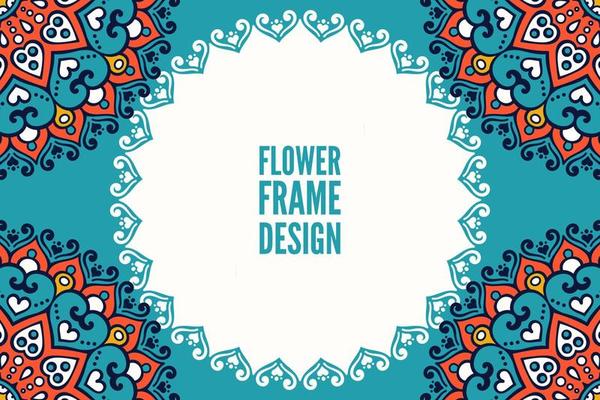 Flower frame design with mandala