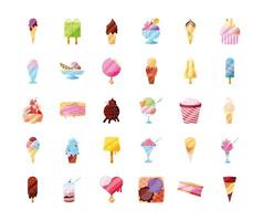 ice creams tasty set vector