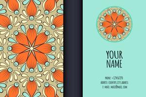 Business card with ethnic ornament vector