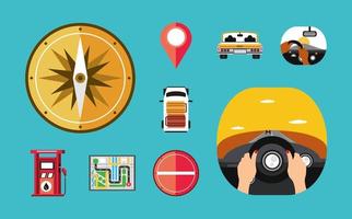 trip icons set vector