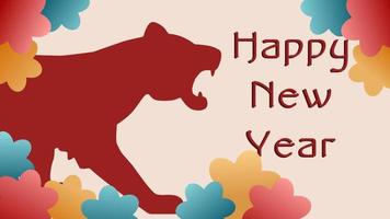 Design of a banner template or a postcard with a silhouette of a tiger. A postcard with the symbol of the year. vector