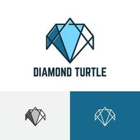 pentágono azul elegante logotipo de joyería de tortuga de diamantes vector