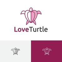 amor corazón rosa tortuga laúd logo de tortuga marina vector