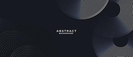 Abstract black background with white circle rings. vector