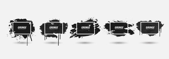 Set of Black grunge abstract background with square frame. vector