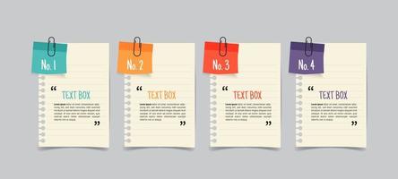 Text box design with note papers vector