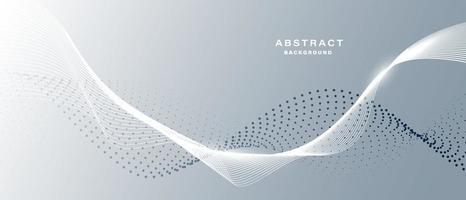 Grey white abstract background with flowing particles. vector