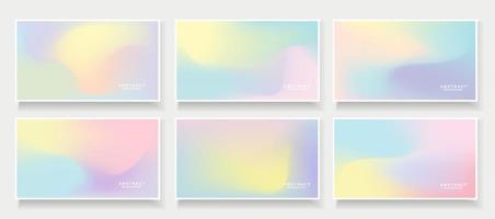 Collection of colorful holographic gradient background vector