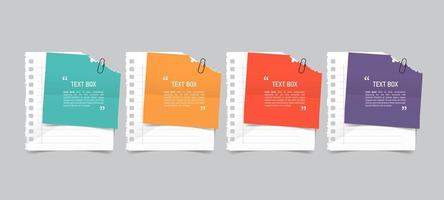 Text box design with notepapers mockup vector