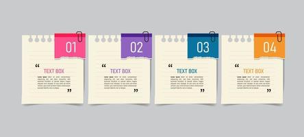 Text box design with notepapers mockup vector