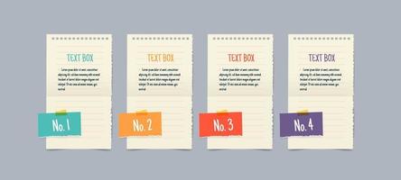 Text box design with note papers vector