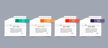 Text box design with notepapers mockup vector