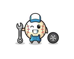 road worker mascot of baseball holding drill machine vector