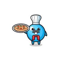 Personaje de bola de goma como mascota del chef italiano vector