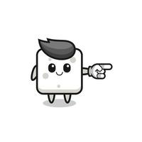 sugar cube mascot with pointing right gesture vector