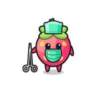 surgeon strawberry mascot character vector