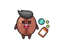 illustration of overdose coffee bean character vector