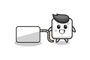 sugar cube cartoon is pulling a banner vector