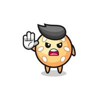 sesame ball character doing stop gesture vector