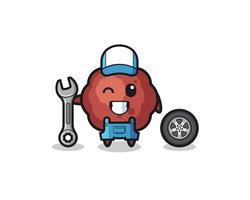 the meatball character as a mechanic mascot vector