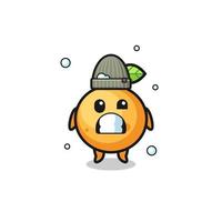 cute cartoon orange fruit with shivering expression vector