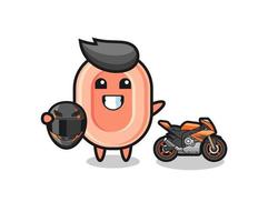 cute soap cartoon as a motorcycle racer vector