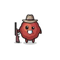 meatball hunter mascot holding a gun vector