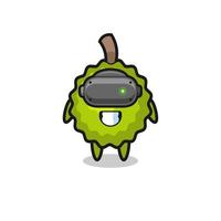 cute durian using VR headset vector